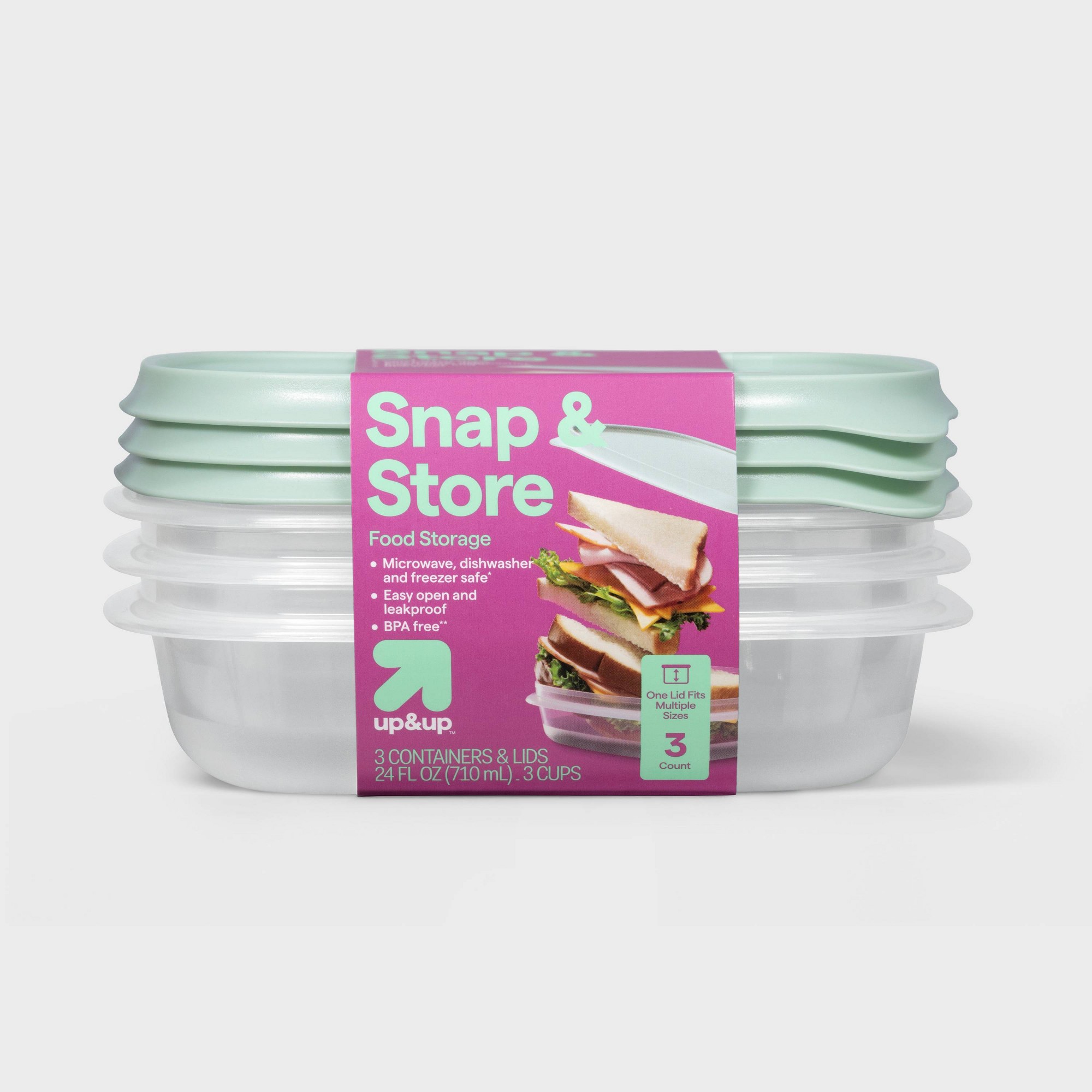 Meal Prep Containers - Recipientes quadrados de 3ct para armazenamento