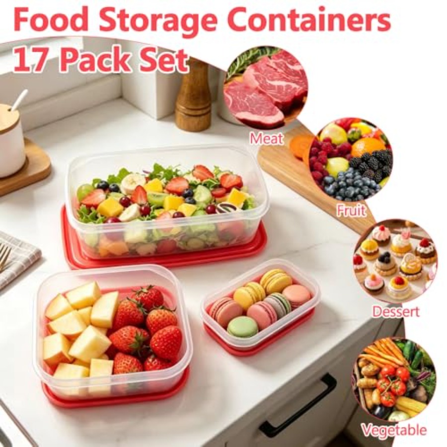 Conjunto de 17 Peças de Plásti - Meal Prep Containers avaliação e preço