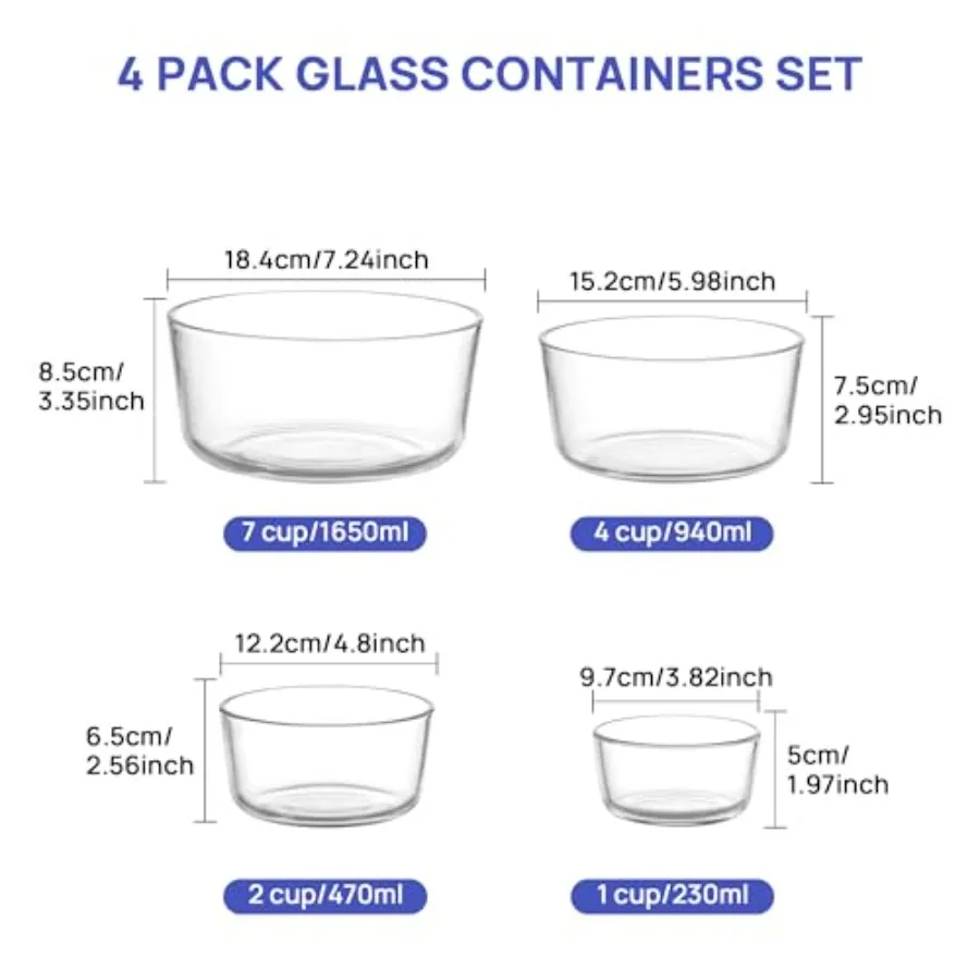 Conjunto de 4 Tigelas de Vidro - Meal Prep Containers avaliação e preço