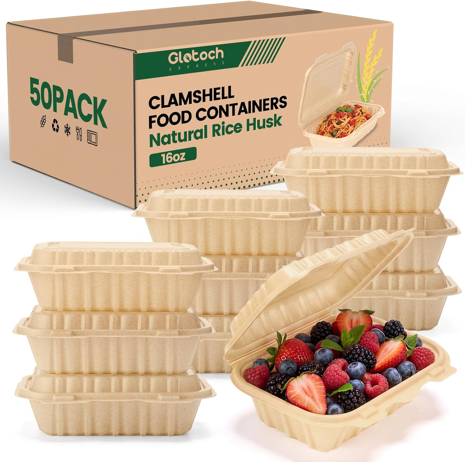 Pacote com 50 Recipientes Clam - Meal Prep With Rice avaliação e preço